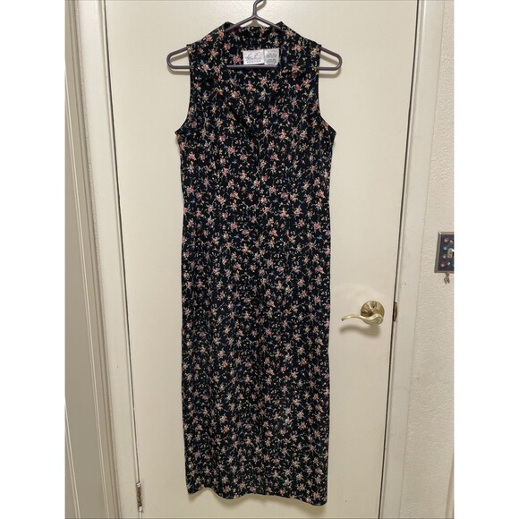 Vintage Kathy Lee Collection Floral Front Button Sleeveless Dress Womens Size 8 - Picture 1 of 7